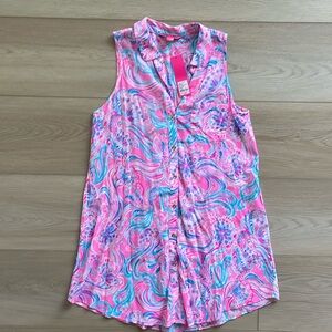 Lilly Pulitzer Natalie Cover Up Shirtdress Prosecco Pink Dont Be Jelly NWT